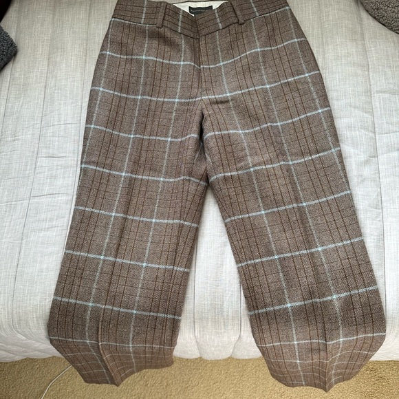 Banana Republic Vintage Wool Brown Blue Plaid Pants Size: 2L - Picture 15 of 16